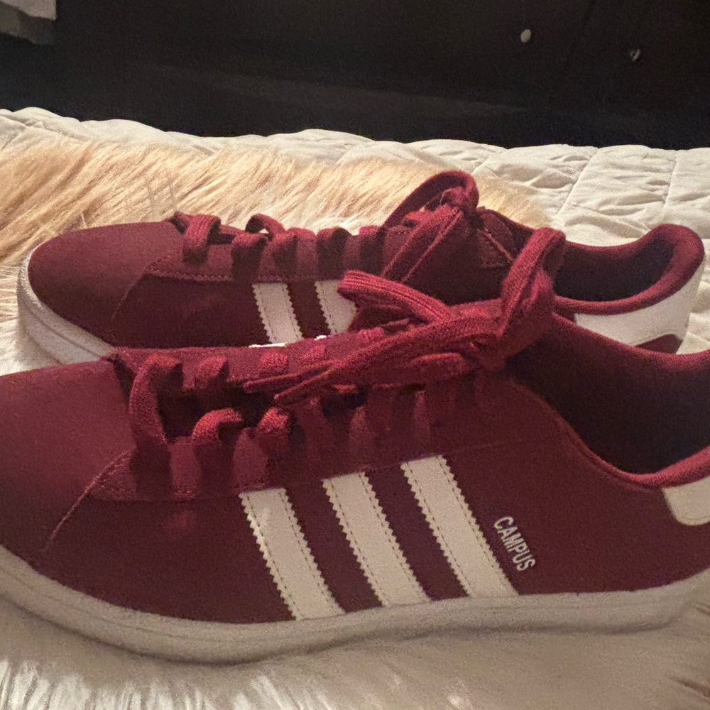 Adidas Women's Maroon and White Sneakers - Picture 5 of 7